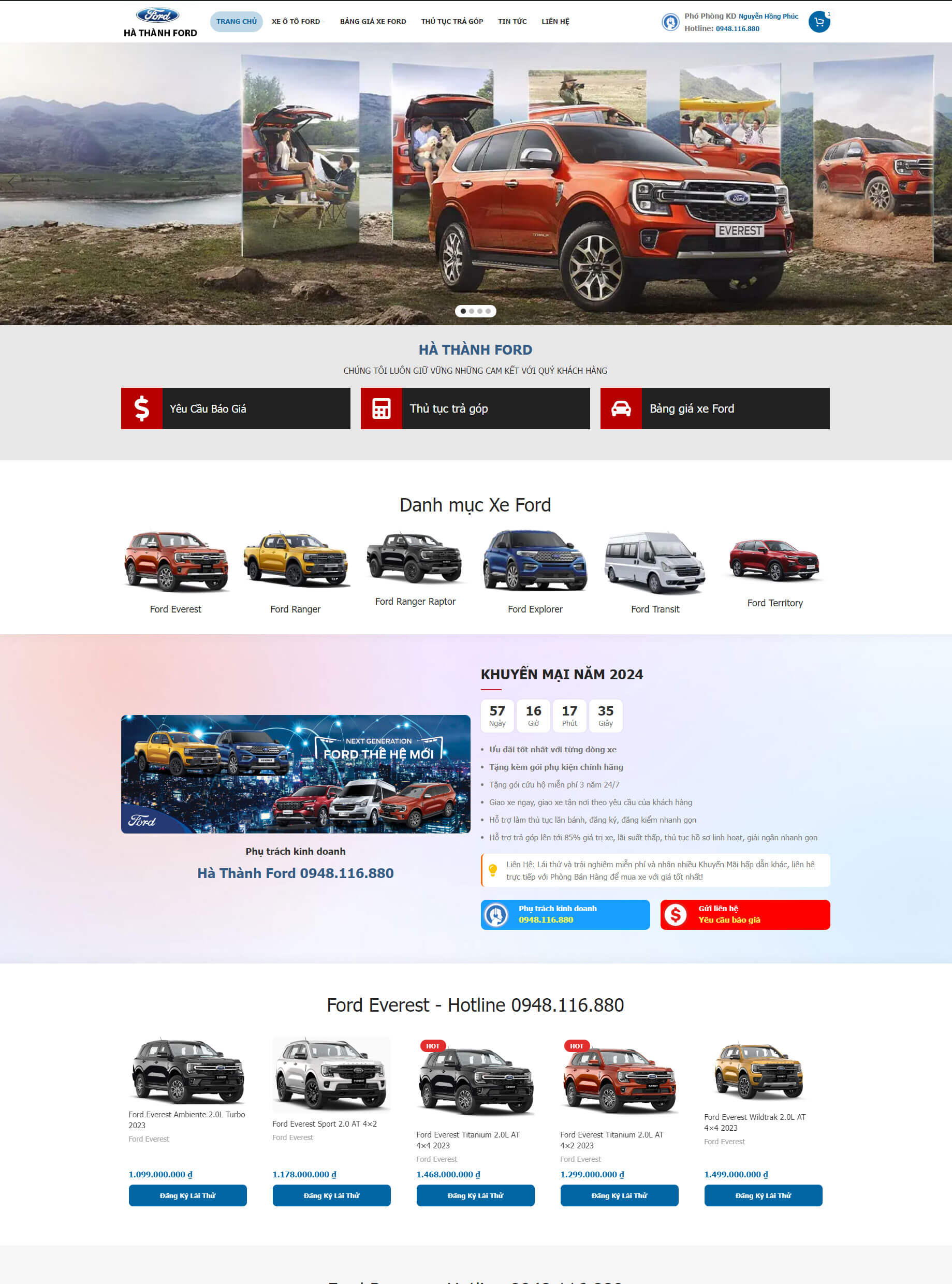 thiet ke website o to ha thanh ford