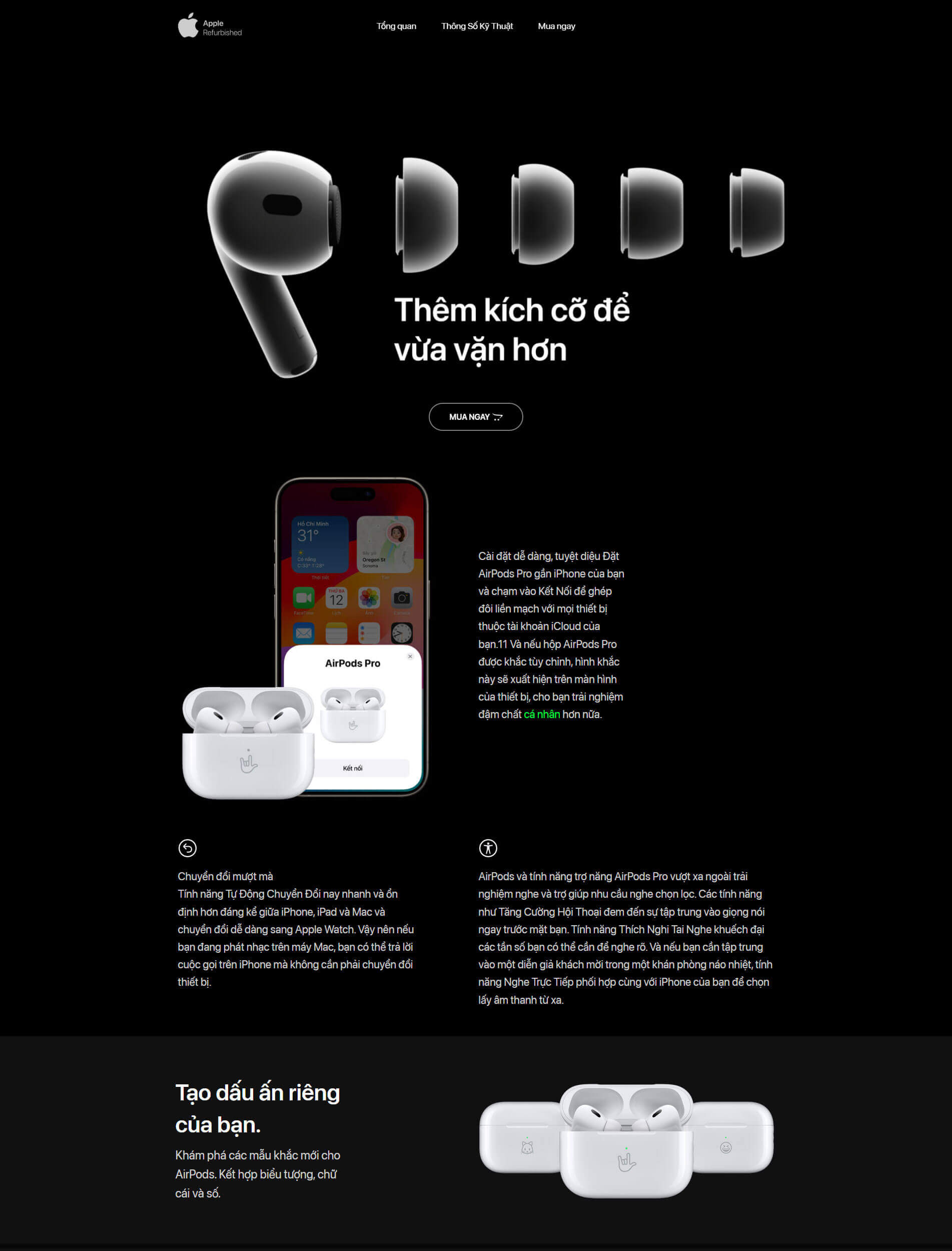 thiet ke website airpods