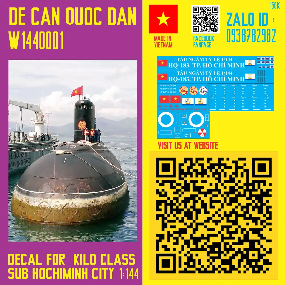W1440001-R2 Decal Quốc Dân | 1:144 | Decal for Kilo Class VPN version | HQ-183 HOCHIMINH - Ảnh 1