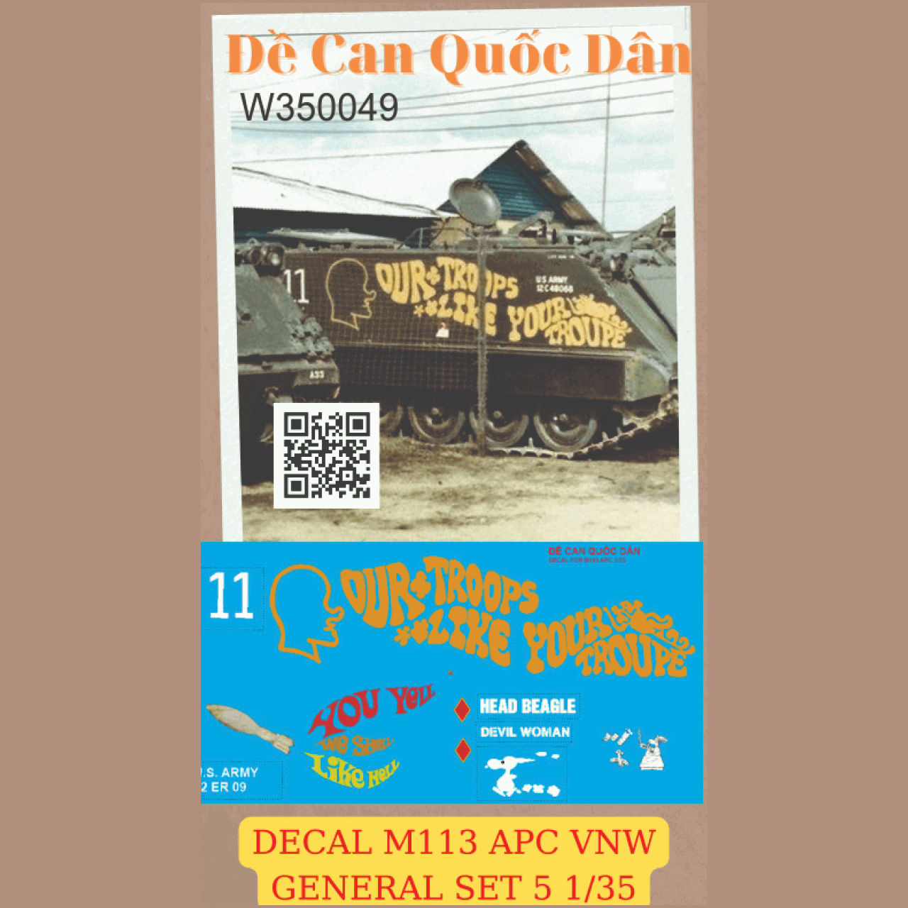 Decal Quốc Dân | 1:35 | Decal for M113 APC US Verion Decal VNW set 5