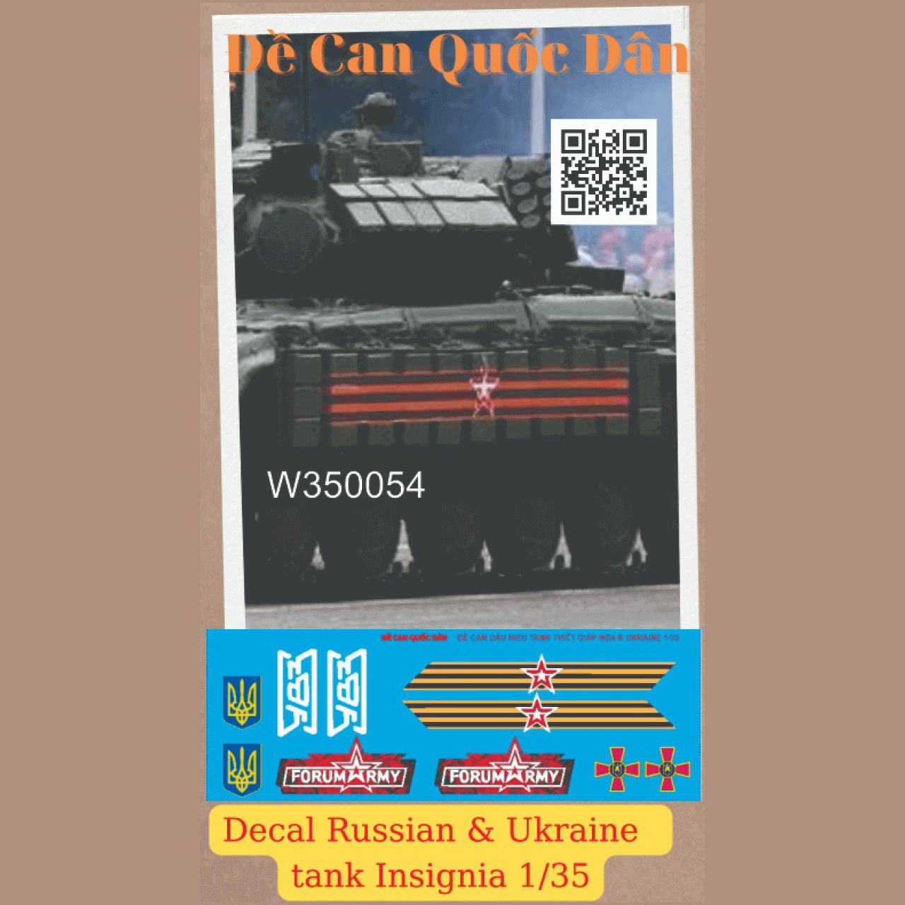 Decal Quốc Dân | 1:35 | Decal for Russian & Ukraine (2022 war) tank Insighnia Decal