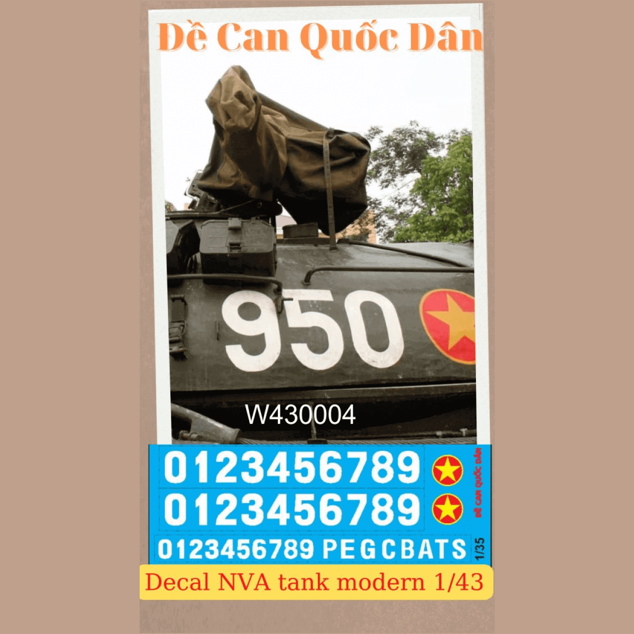Decal Quốc Dân | 1:43 | Decal for NVA Tank General Modern