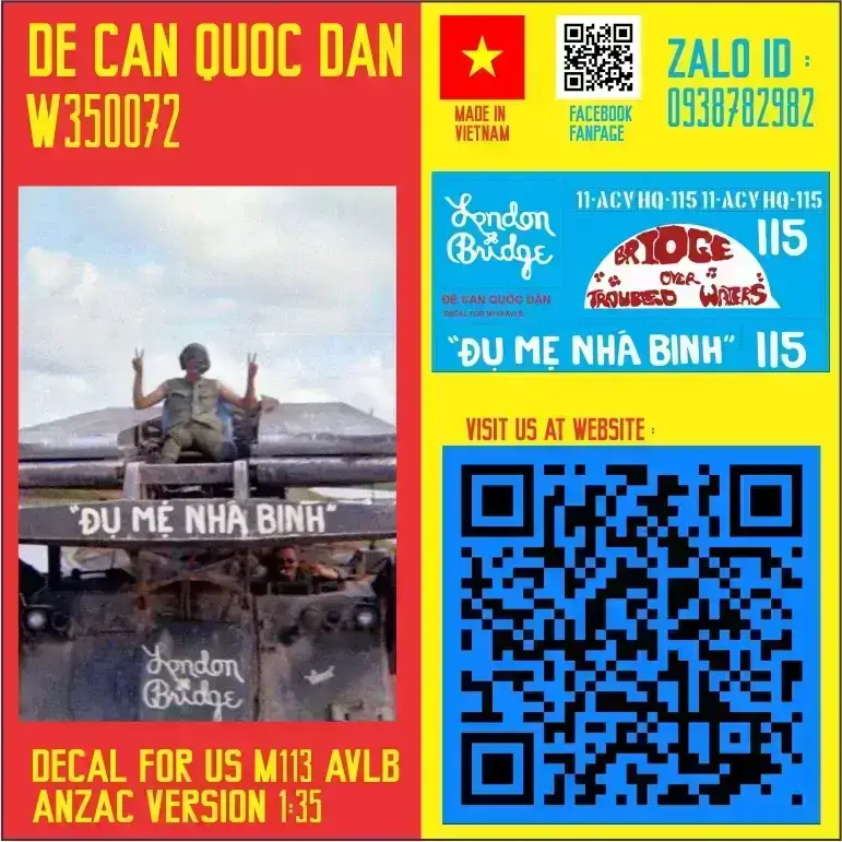 Đề Can Quốc Dân | 1:35 | Decal for ANZAC M113 AVLB