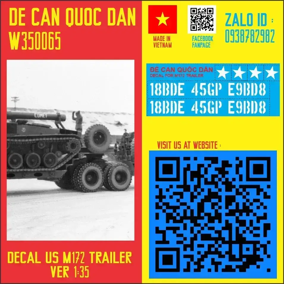 Decal Quốc Dân | 1:35 | Decal for US M172 Trailer