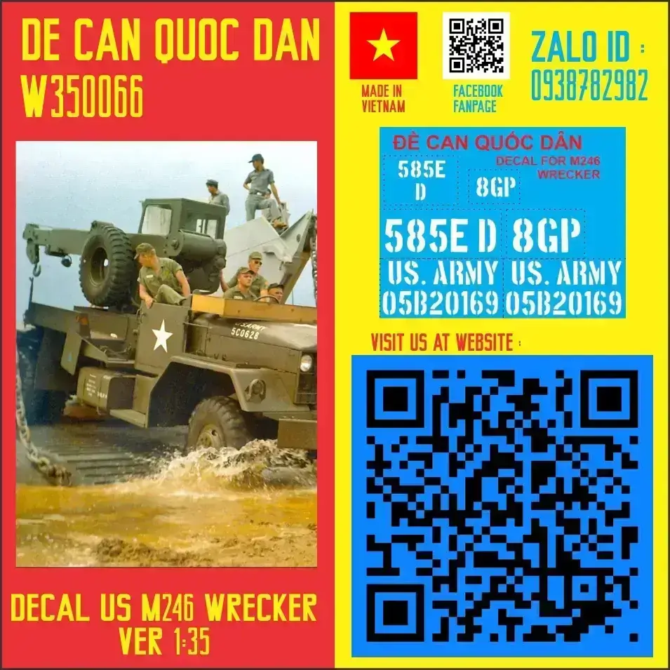 Decal Quốc Dân | 1:35 | Decal for US M246 Wrecker