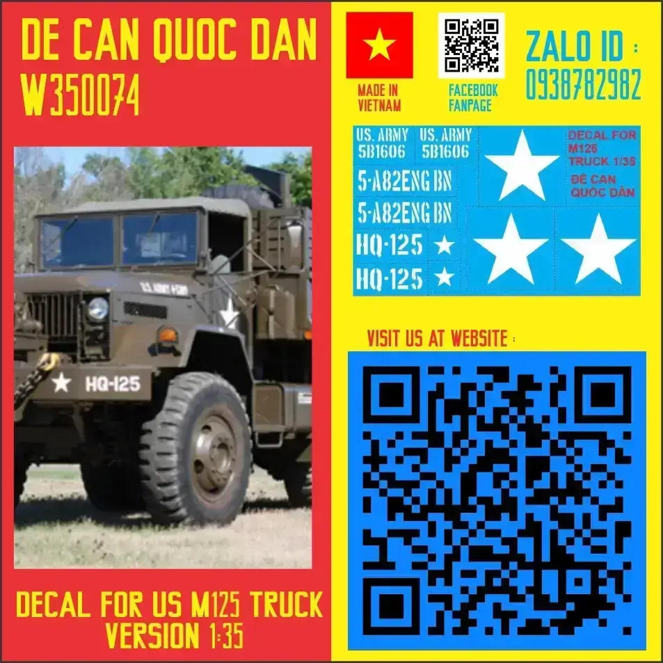 Decal Quốc Dân | 1:35 | Decal for US M125 truck