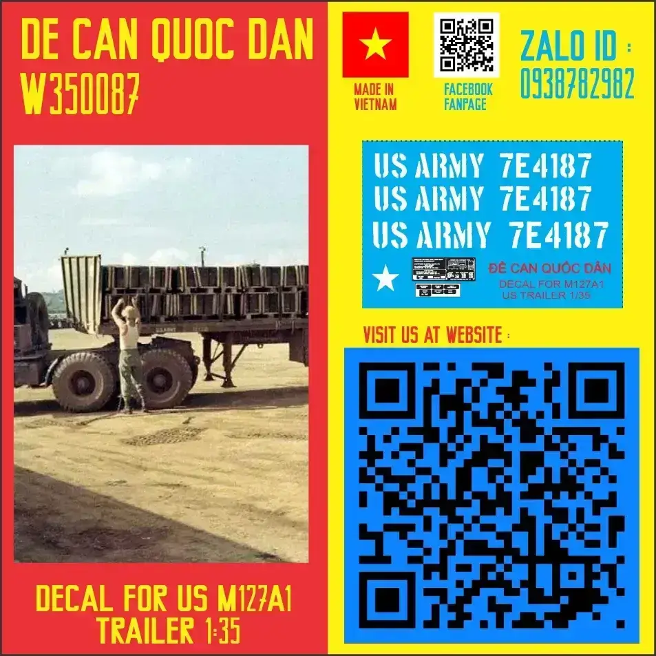 Đề Can Quốc Dân | 1:35 | Decal for M127A1 Trailer