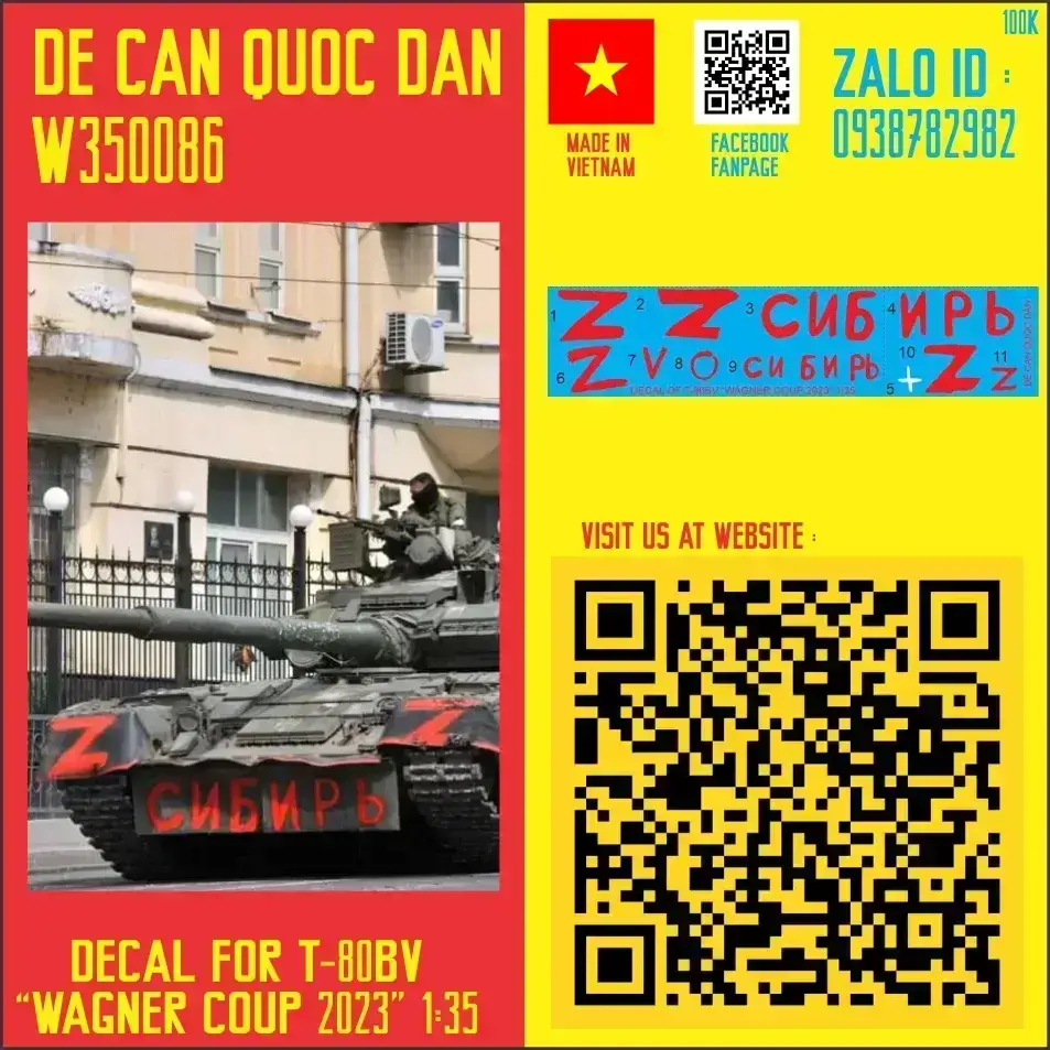 Đề Can Quốc Dân | 1:35 | Decal for T80BV "Wagner Coup"