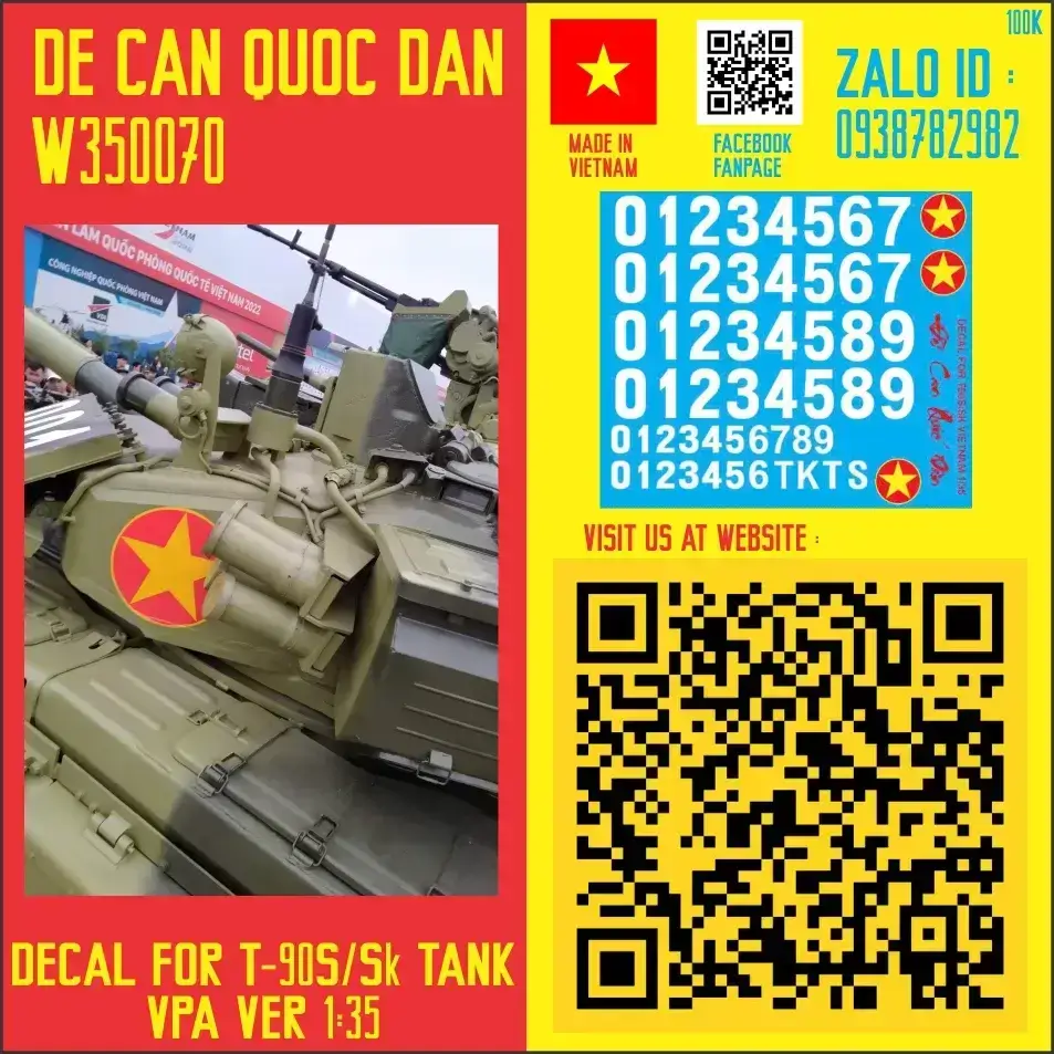 Decal Quốc Dân | 1:35 | Decal for T90S/SK VPA Version