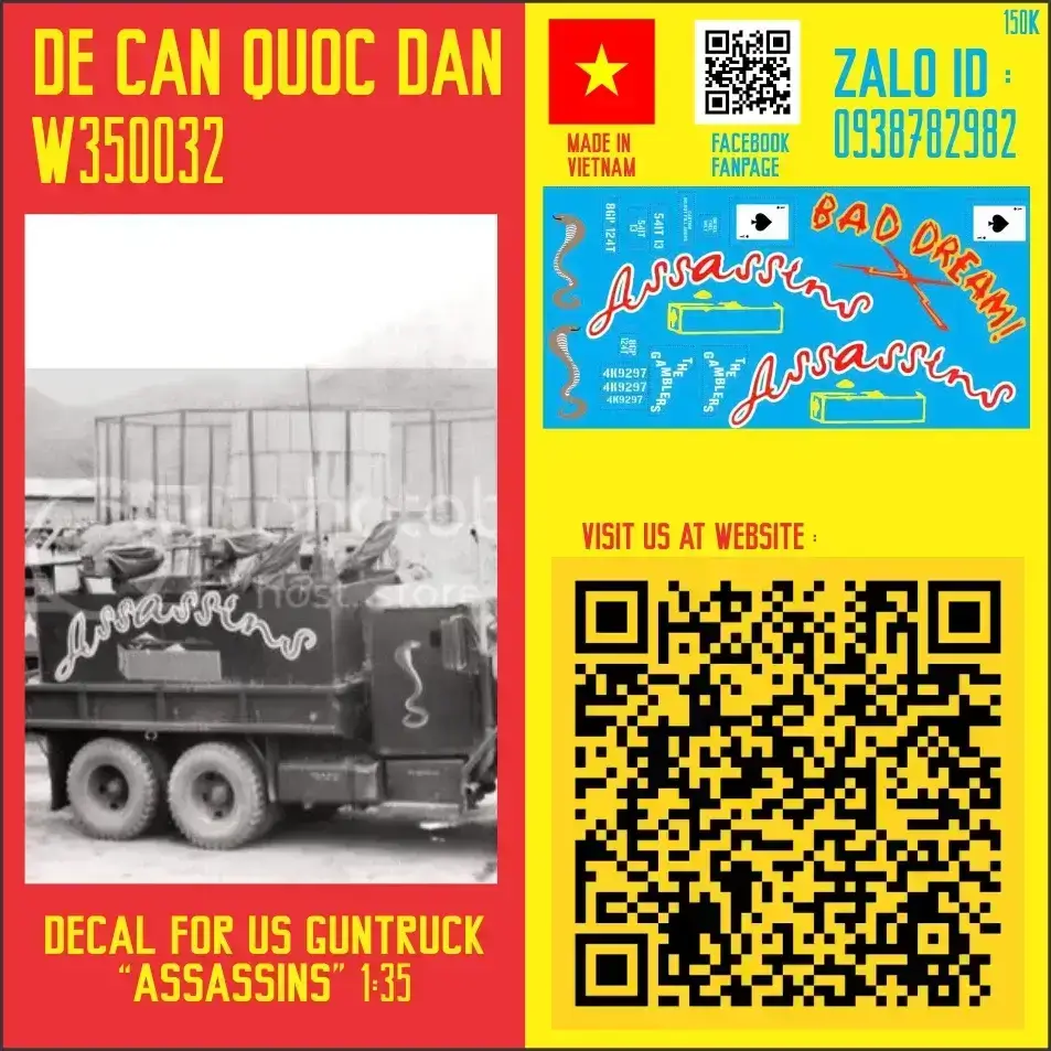 Đề Can Quốc Dân | 1:35 | Decal for M54 guntruck "Assassin" VNW