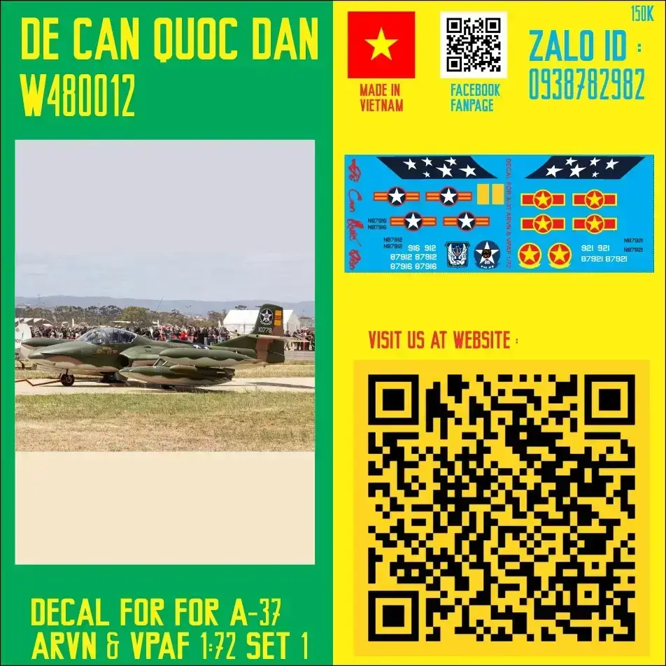 Đề Can Quốc Dân | 1:48 | Decal for A-37 ARVN feat VPAF set 1
