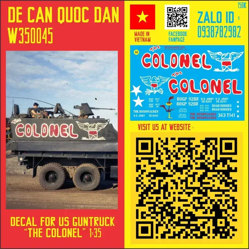 Decal Quốc Dân | 1:35 | Decal for M54/M113 Guntruck "The Colonel"
