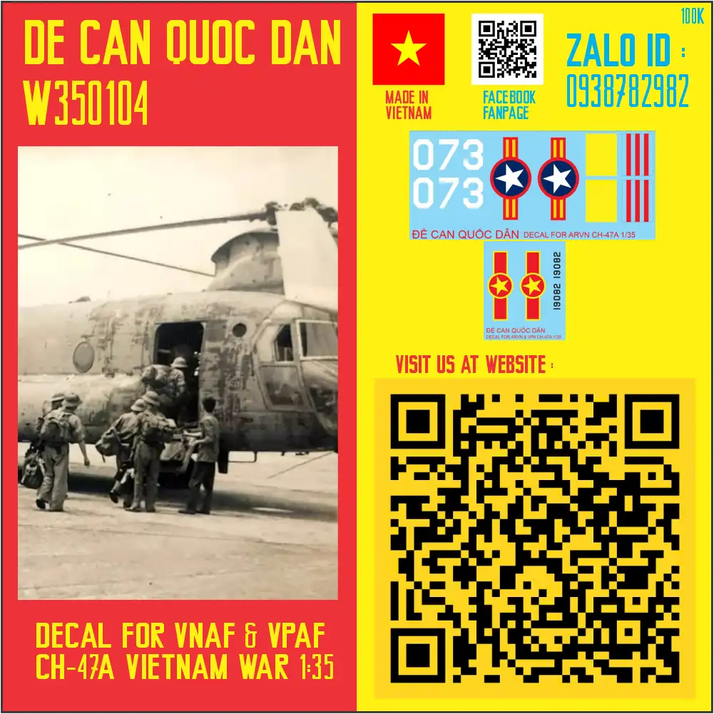 Đề Can Quốc Dân | 1:35 | Decal for CH-47A ARVN/VNPA VNW