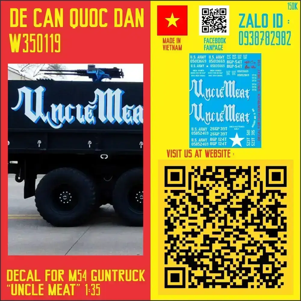 Đề Can Quốc Dân | 1:35 | DECAL FOR M54 GUNTRUCK  “UNCLE MEAT”