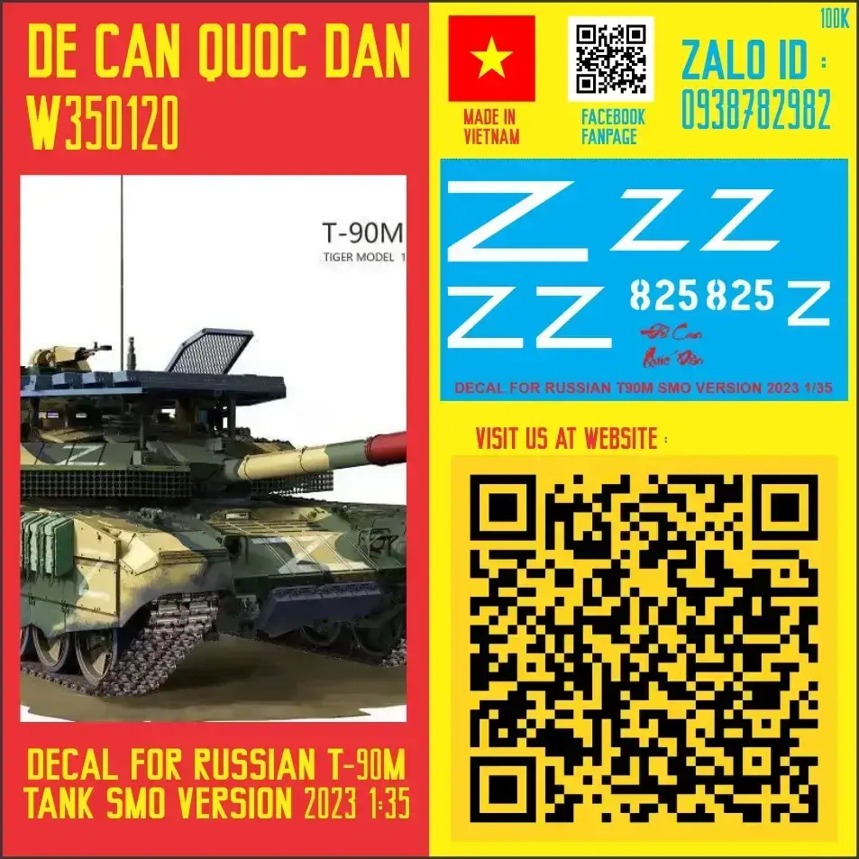 Decal Quốc Dân | 1:35 | DECAL RUSSIAN T90M SMO 2023