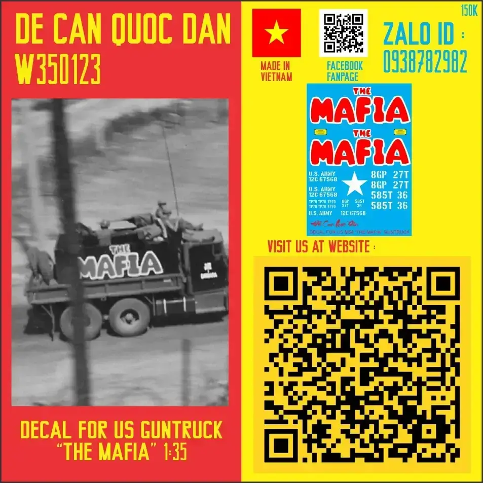 Đề Can Quốc Dân | 1:35 | DECAL FOR M54 GUNTRUCK  “THE MAFIA”