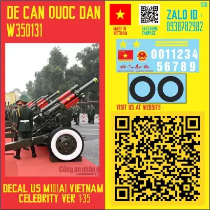 Decal Quốc Dân | 1:35 | DECAL FOR US M101A1 HOWITZER VIETNAM VERSION