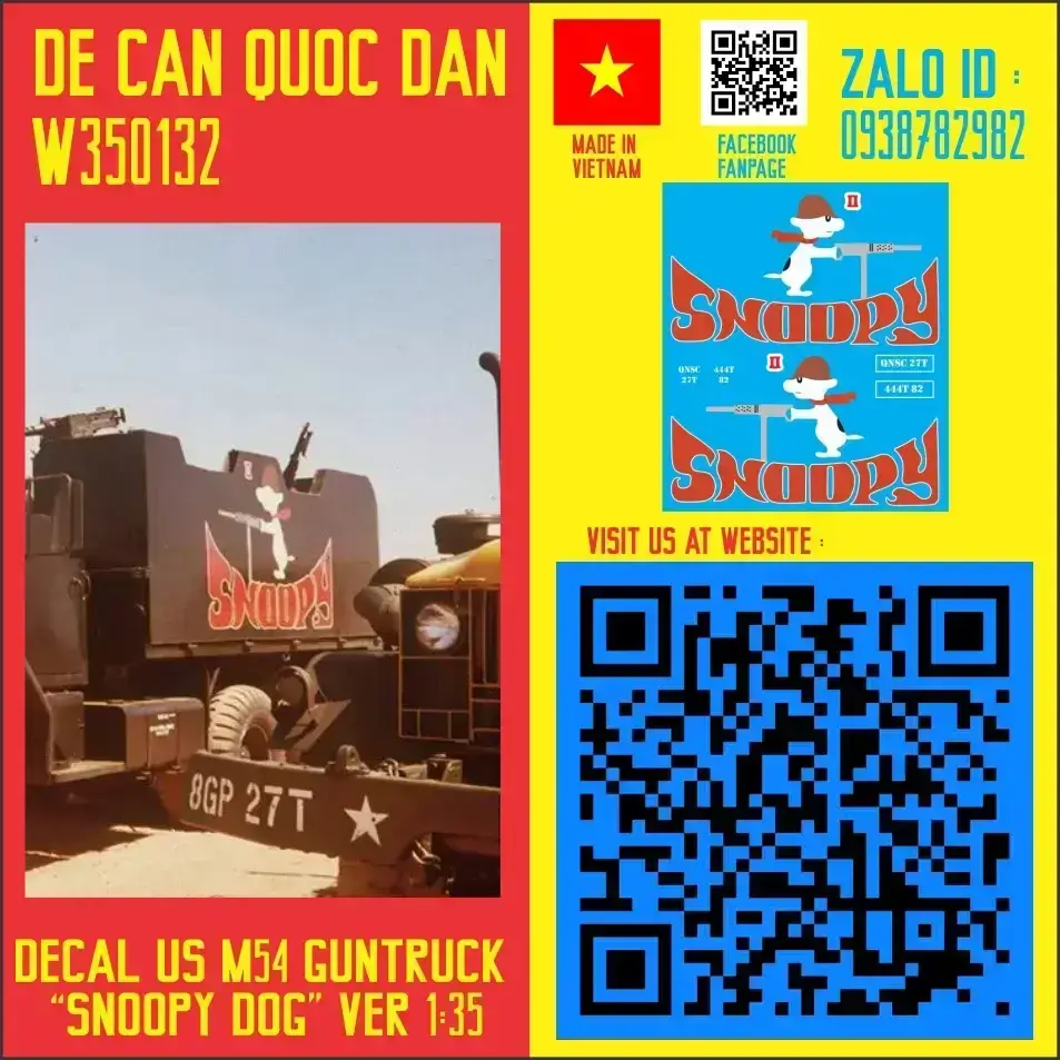 Decal Quốc Dân | 1:35 | DECAL FOR US M54 GUNTRUCK "SNOOPY DOG"