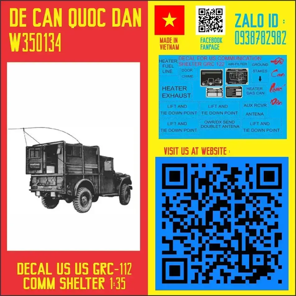 Decal Quốc Dân | 1:35 | DECAL FOR US GRC-112 COMMUNICATION SHELTER