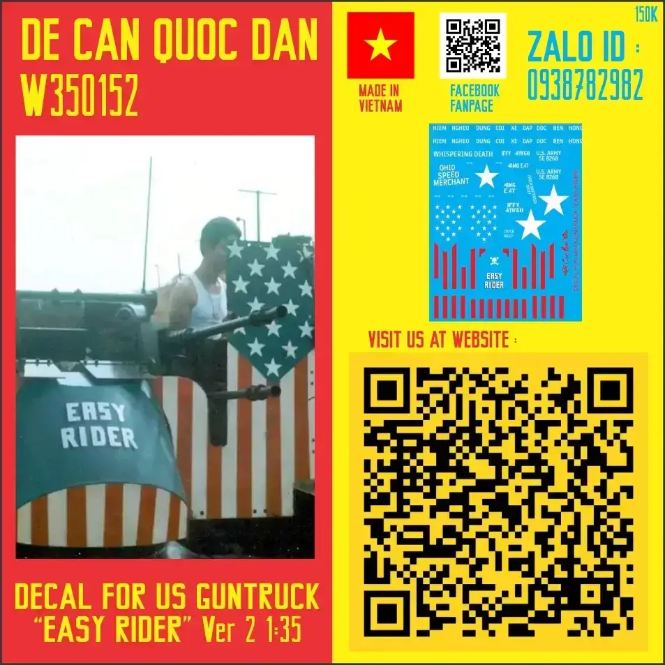 Decal Quốc Dân | 1:35 | DECAL FOR US M54 GUNTRUCK "EASY RIDER"