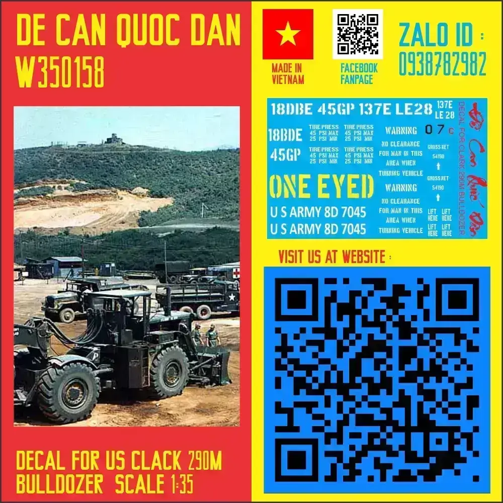 Decal Quốc Dân | 1:35 | DECAL FOR US CLARK 390M BULLDOZER VNW