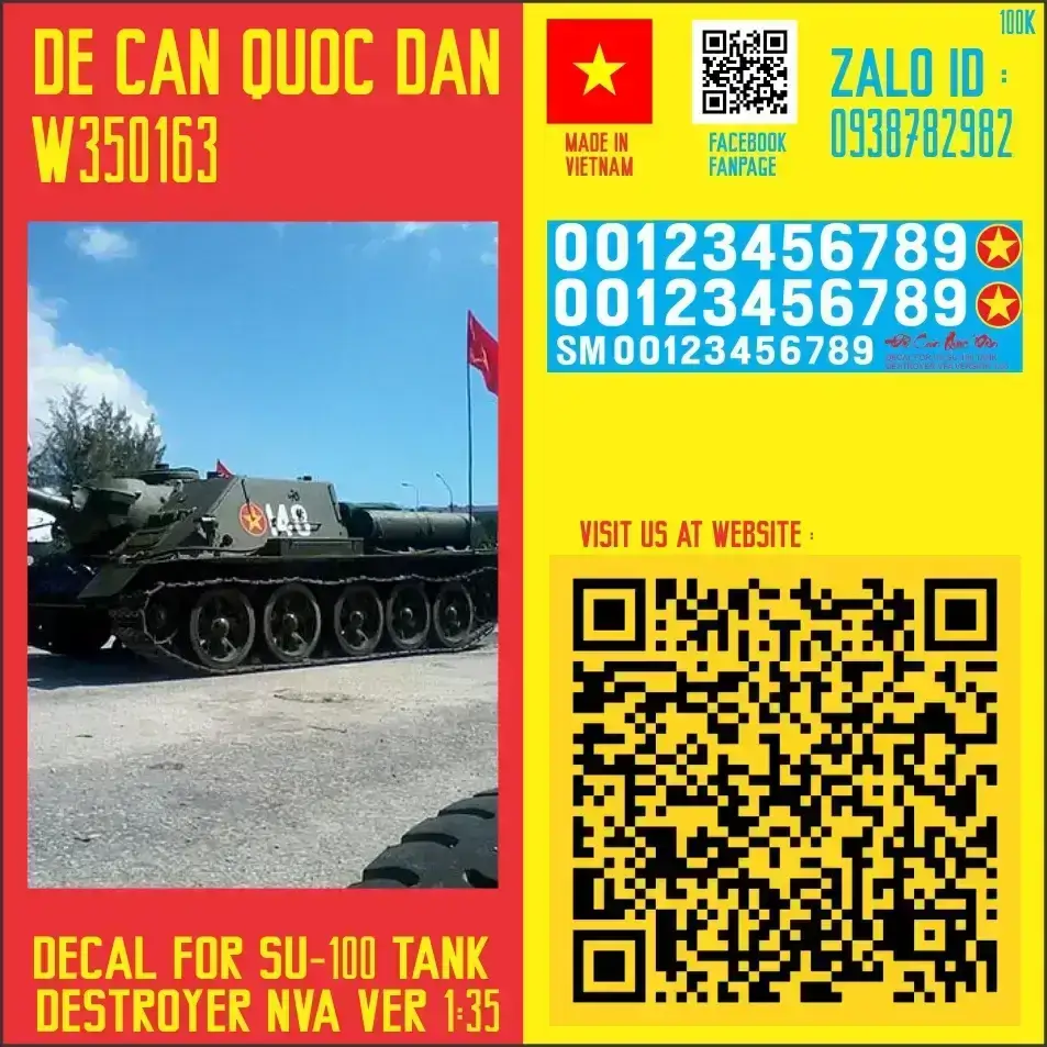 Decal Quốc Dân | 1:35 | DECAL FOR SU-100 TANK DESTROYER VPA VERSION