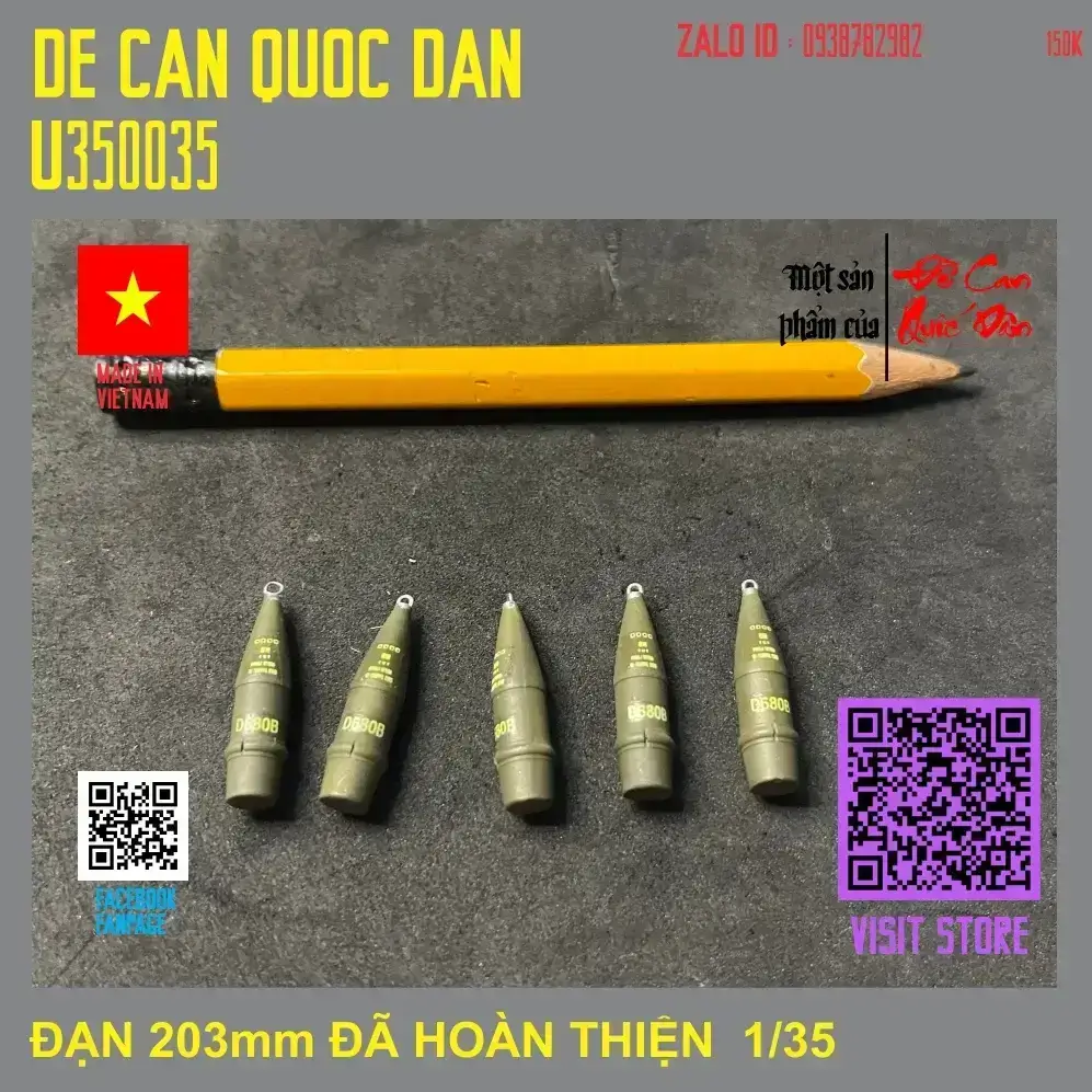 Decal Quốc Dân | 1:35 | ĐẠN PHÁO 203MM ĐÃ HOÀN THIỆN