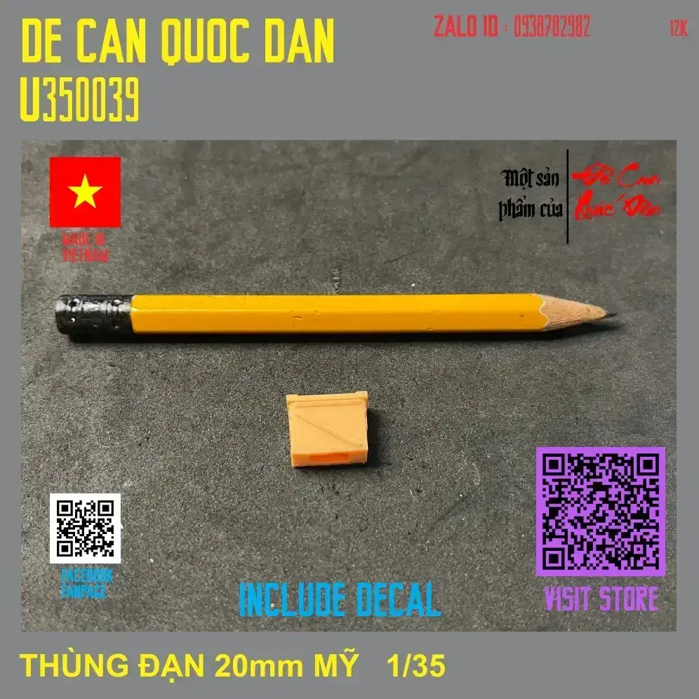 Decal Quốc Dân | 1:35 | THÙNG ĐẠN 20MM KÈM DECAL