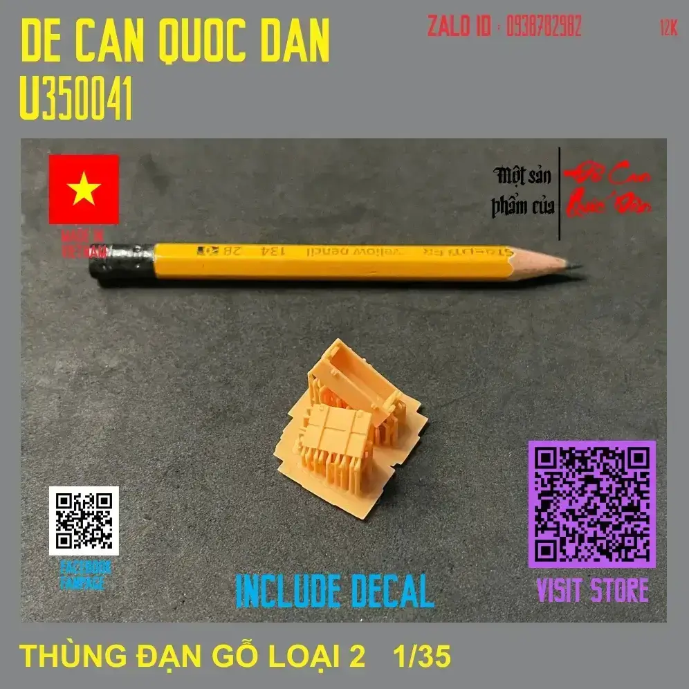 Decal Quốc Dân | 1:35 | THÙNG ĐẠN GỖ LOẠI 2 KÈM DECAL