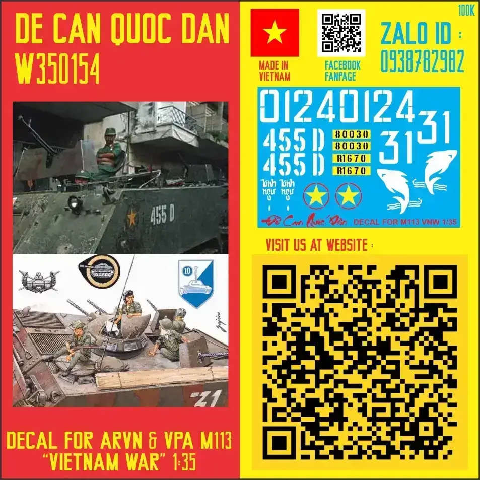 Decal Quốc Dân | 1:35 | Decal for M113 ARVN & VPA "VIETNAM WAR"