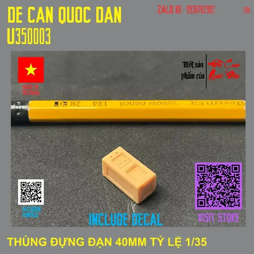 Decal Quốc Dân | 1:35 | THÙNG ĐỰNG ĐẠN 40MM TỶ LỆ 1/35