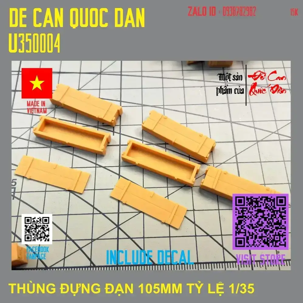 Decal Quốc Dân | 1:35 | THÙNG ĐỰNG ĐẠN PHÁO 105MM TỶ LỆ 1/35