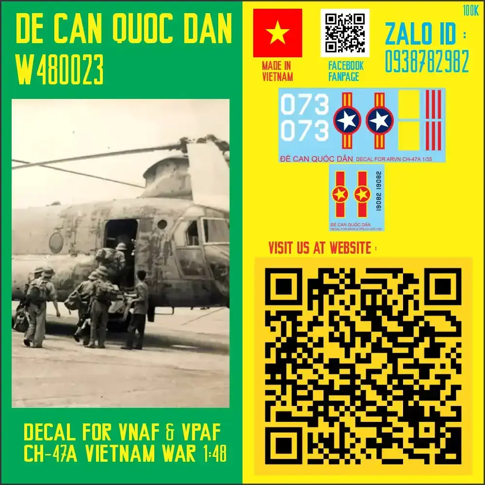 Đề Can Quốc Dân | 1:48 | Decal for CH-47A ARVN/VPAF VNW