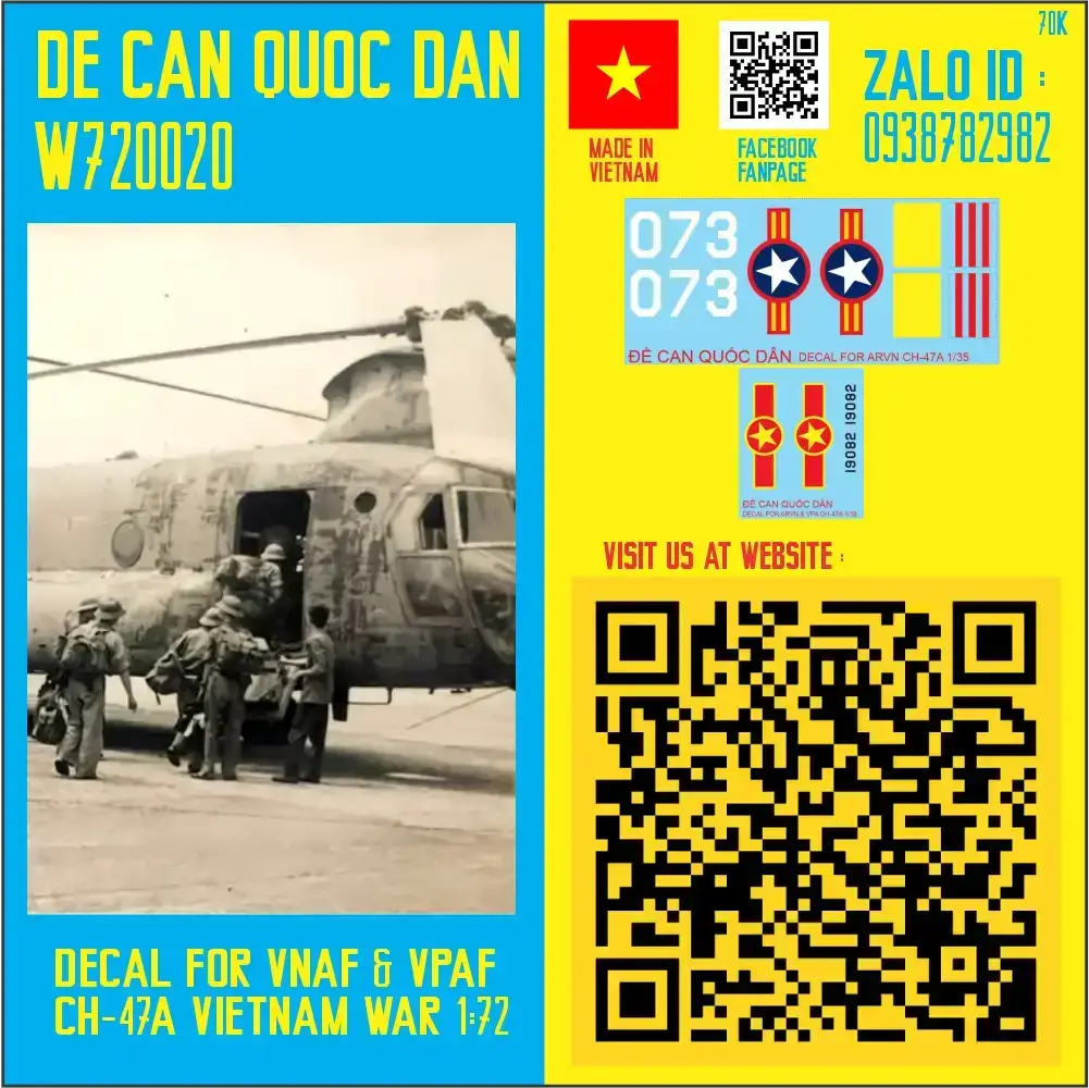 Đề Can Quốc Dân | 1:72 | Decal for CH-47A ARVN/VPAF VNW