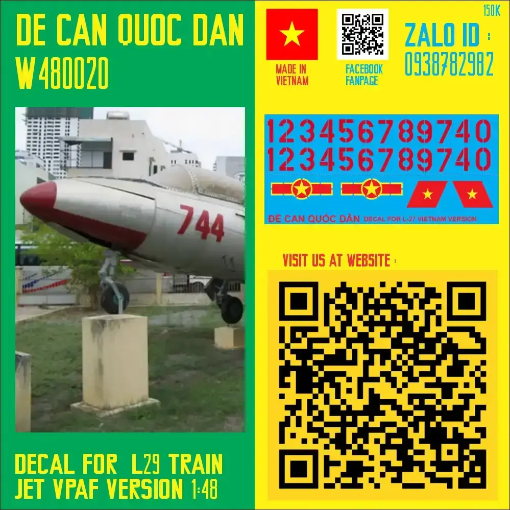 Đề Can Quốc Dân | 1:48 | Decal for L-29 Vietnam
