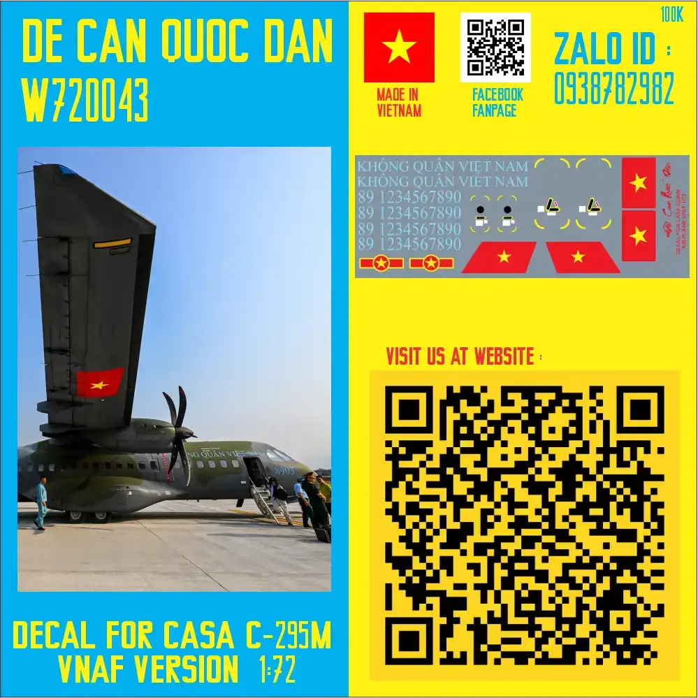 Đề Can Quốc Dân | 1:72 | Decal for CASA C-295 VNAF VERSION