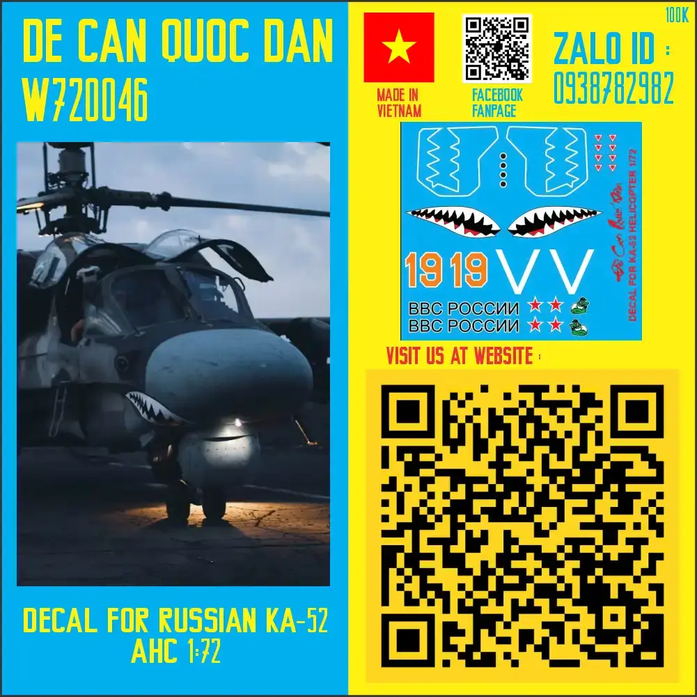 Đề Can Quốc Dân | 1:72 | Decal for Russia KA-52 AHC