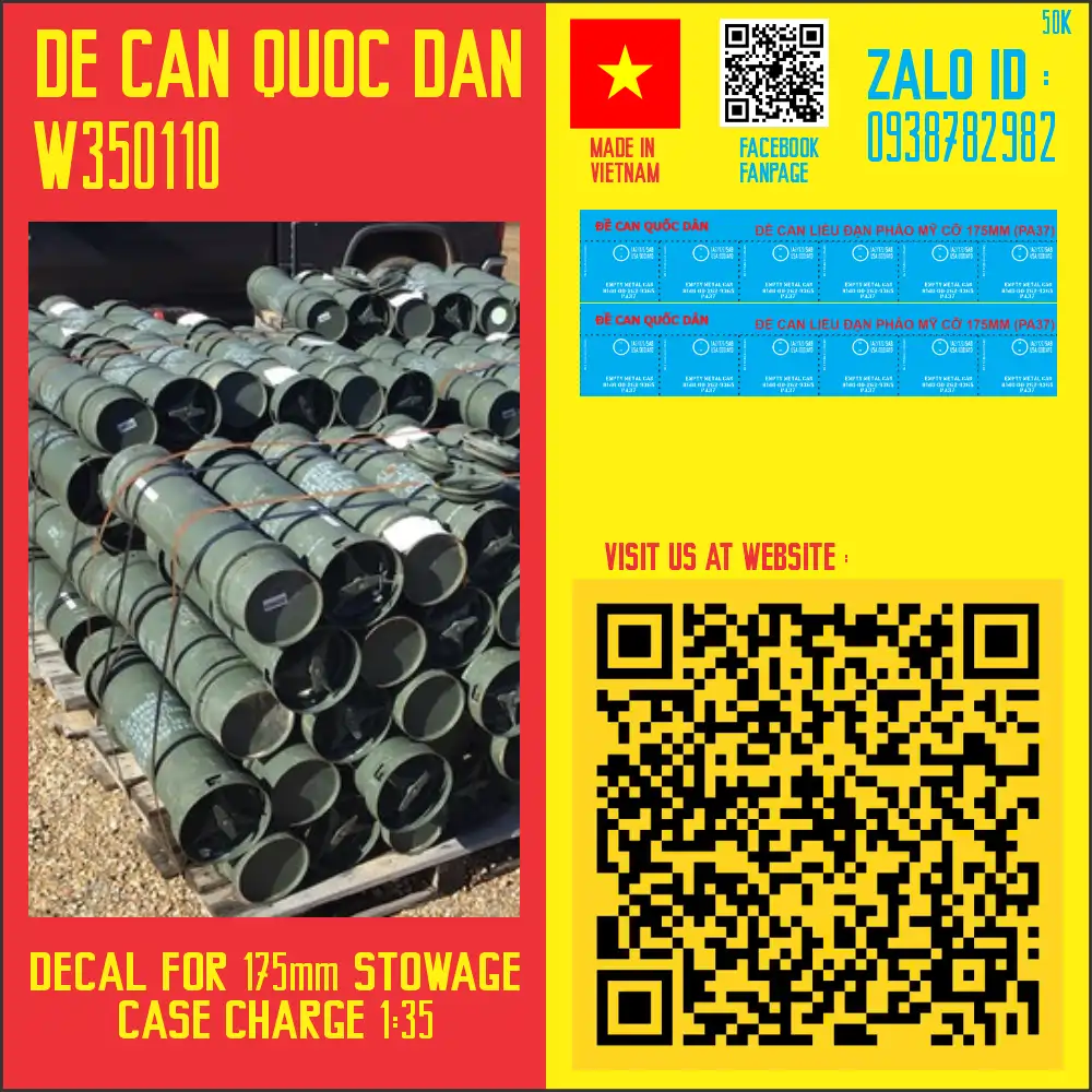 Decal Quốc Dân | 1:35 | Decal for 175mm Projectile ammo box decal VNW