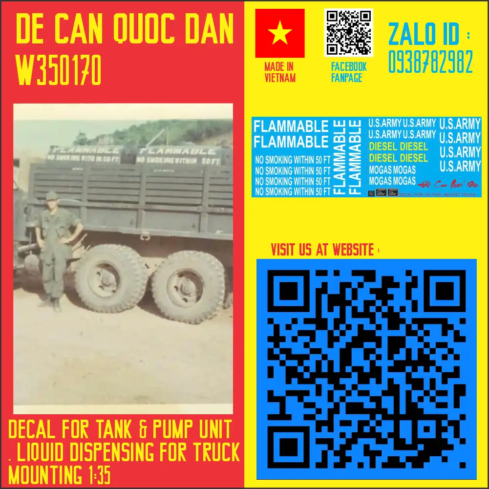 Decal Quốc Dân | 1:35 | Decal for TANK & PUMP UNIT LIQUID DISPENSING FOR TRUCK MOUNTING