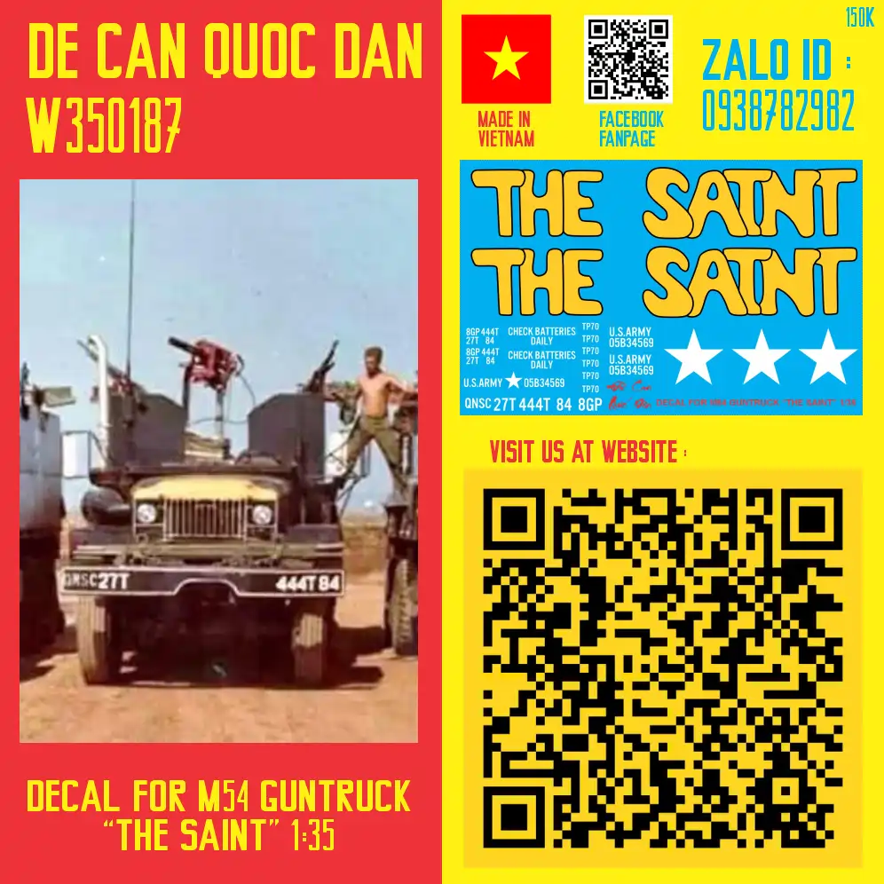 Decal Quốc Dân | 1:35 | Decal for M54 GUNTRUCK "THE SAINT"