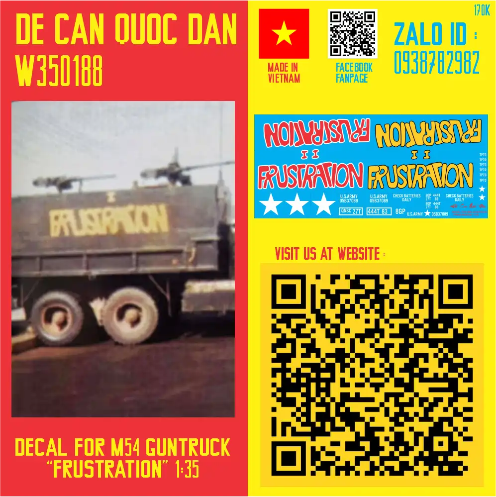 Decal Quốc Dân | 1:35 | Decal for M54 GUNTRUCK "THE FRUSTRATION"