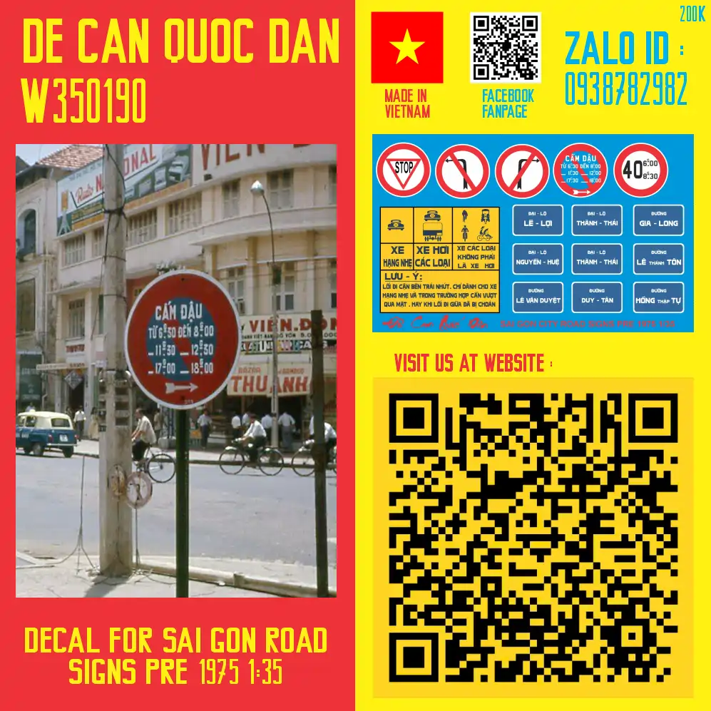 Decal Quốc Dân | 1:35 | DECAL FOR SAIGON ROAD SIGNS PRE 1975