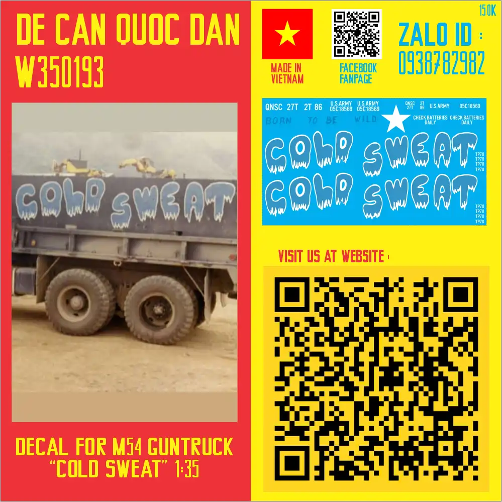 Decal Quốc Dân | 1:35 | DECAL FOR M54 GUNTRUCK "COLD SWEAT"