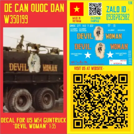 Decal Quốc Dân | 1:35 | DECAL FOR US M54 GUNTRUCK "DEVIL WOMAN"