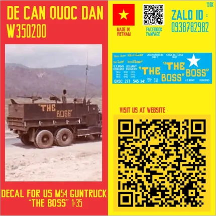 Decal Quốc Dân | 1:35 | DECAL FOR US M54 GUNTRUCK "THE BOSS"