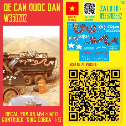 Decal Quốc Dân | 1:35 | DECAL FOR US M54 & M113 GUNTRUCK "KING COBRA"
