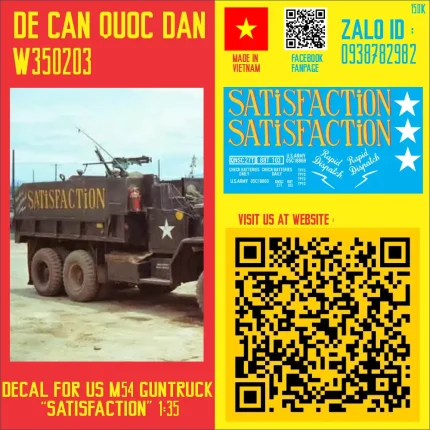 Decal Quốc Dân | 1:35 | DECAL FOR US M54 GUNTRUCK "SATISFACTION"