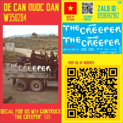 Decal Quốc Dân | 1:35 | DECAL FOR US M54 GUNTRUCK "THE CREEPER"