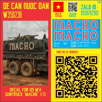 Decal Quốc Dân | 1:35 | DECAL FOR US M54 GUNTRUCK "MACHO"