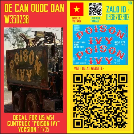 Decal Quốc Dân | 1:35 | DECAL FOR US M54 GUNTRUCK "POISON IVY" VERSION 1
